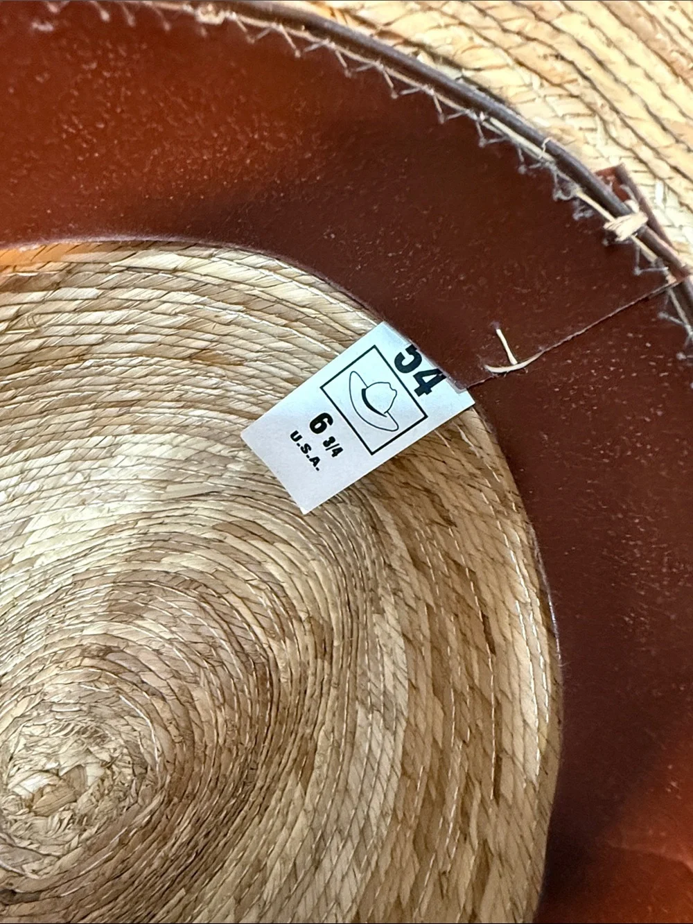 Men's straw Hat - Natural woven Tan 6 3/4 Small